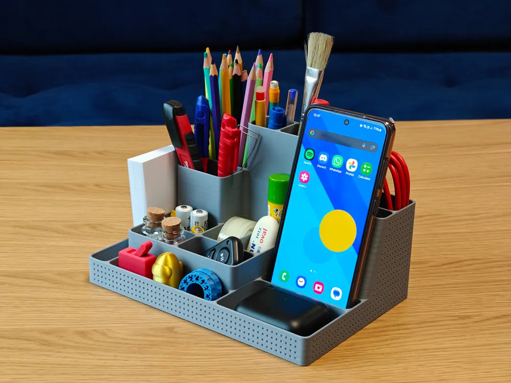 Organizador de escritorio con porta celular