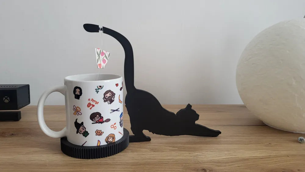 Posa Vasos Gato Con Gancho Para Bolsa De Té