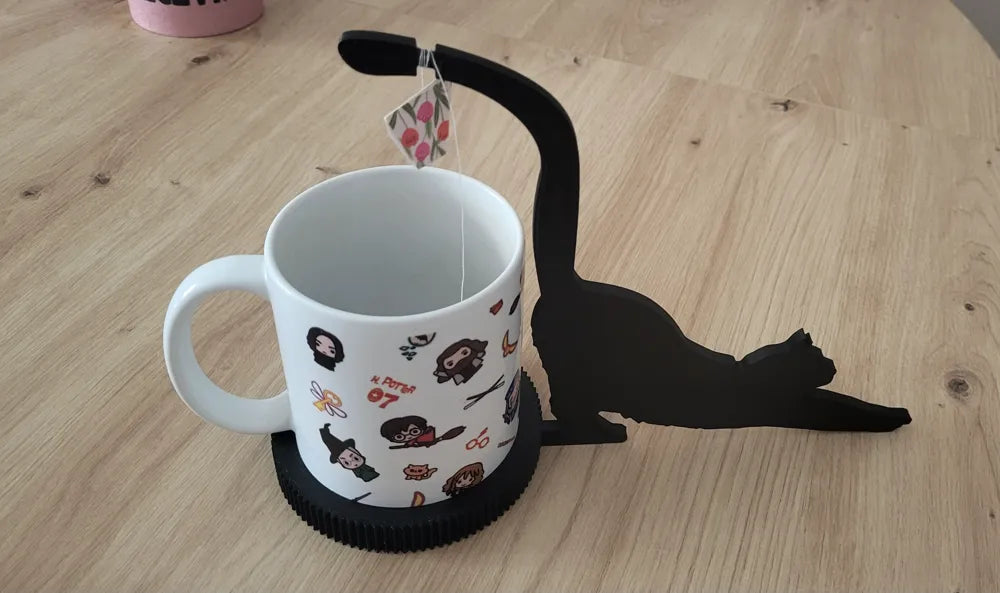 Posa Vasos Gato Con Gancho Para Bolsa De Té